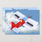 ストーク飛行機ベビーシャワー招待状 招待状 (正面/裏面)