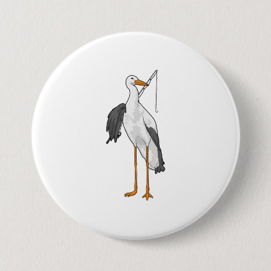 ストーク魚釣りフィッシャー魚釣りロッド 缶バッジ (正面)