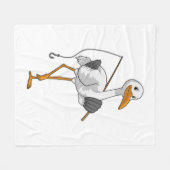 ストーク・アズ・フィッシャーと魚釣り・ロッド フリースブランケット (正面(横))