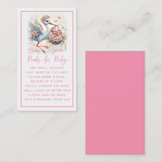 ストーク、ベビーガール、フラワーとツイン・ガールだ エンクロージャーカード (正面/裏面)