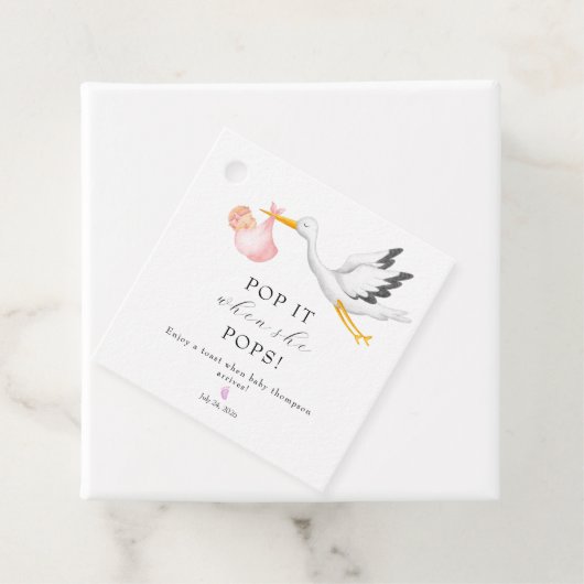 ストーク |ベビーシャワーメッセージカード フェイバータグ (インサイチュ)