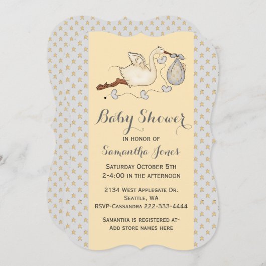 ストースタイリッシュクカスタムベビーシャワー招待状 招待状 (正面/裏面)