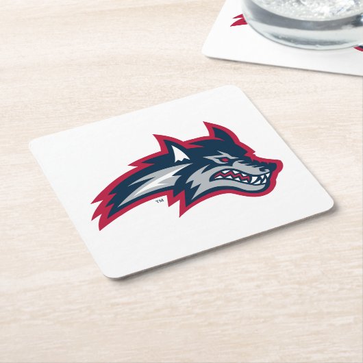 ストーニーブルック大学 | Seawolves スクエアペーパーコースター (アングル)