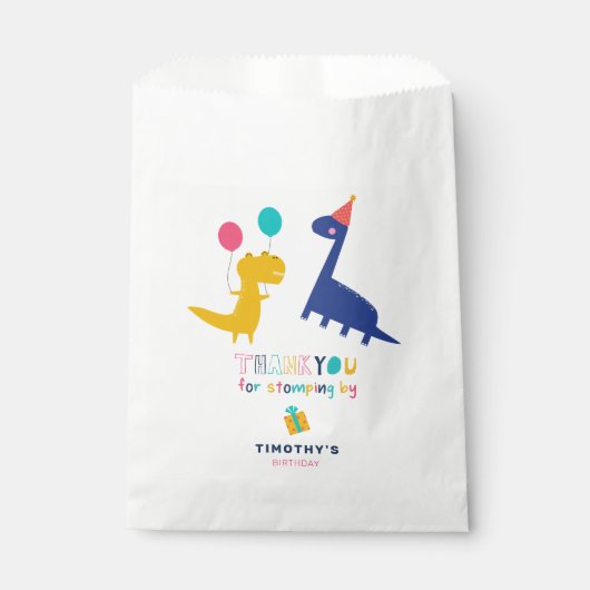 ストーピング感謝してい用の可愛い恐竜誕生日 フェイバーバッグ (正面)