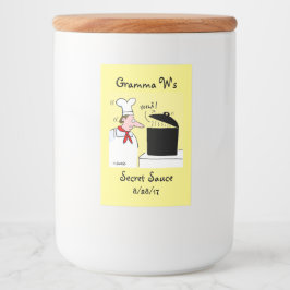 ストーブおもしろいにケトルを乗せたマンガシェフ フードラベル