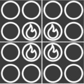 ストーブのツマノブバーナラベルガイドセット シール (正面)