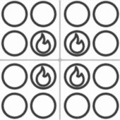 ストーブのツマノブバーナラベルガイドセット シール (正面)