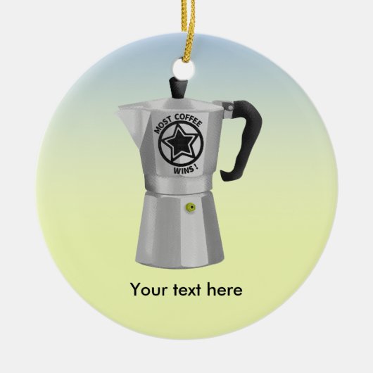 ストーブのトップエクスプレッソメイカーモカコーヒーポット セラミックオーナメント (正面)