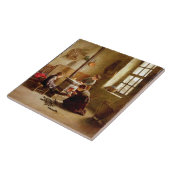 ストーブをつけます、1886年(パネルの油) タイル (側面)