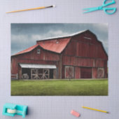 ストーミーの空の下の大きな赤い納屋 薄葉紙 (クラフト)