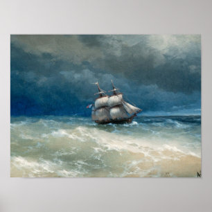 ストーミーウォーターズと沿岸のシーンIvan Aivazovsky ポスター