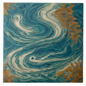 ストーミーシーウォーター油絵No1 タイル (正面)