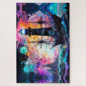 ストーミーシーズボートライトハウスムーン抽象芸術 ジグソーパズル (縦)