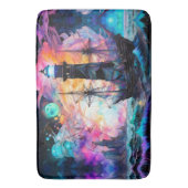 ストーミーシーズボートライトハウスムーン抽象芸術 バスマット (正面縦)