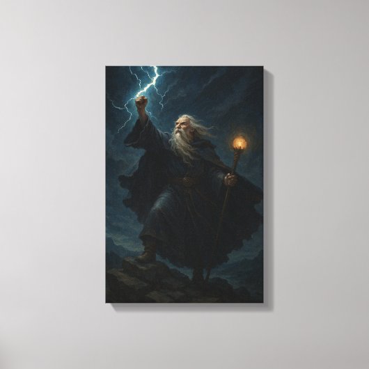 ストーミースカイの強力な魔法使い稲妻 キャンバスプリント (正面)