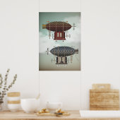 ストーミースカイスエアシップNoir & Rouge Steampunk Travel ポスター (キッチン)