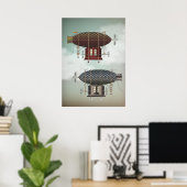 ストーミースカイスエアシップNoir & Rouge Steampunk Travel ポスター (ホームオフィス)