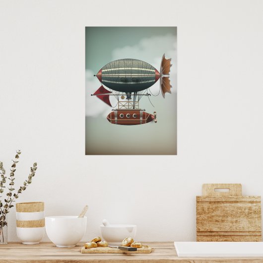 ストーミースカイズエアシップアリューシャン | Steampunk旅行 ポスター (キッチン)