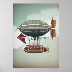 ストーミースカイズエアシップアリューシャン Steampunk旅行 ポスター
