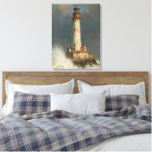 ストーミーセンチネルライトハウスオイルペインティングAI キャンバスプリント (インサイチュ (寝室))