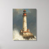 ストーミーセンチネルライトハウスオイルペインティングAI キャンバスプリント (正面)