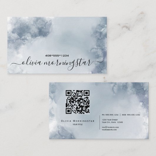 ストーミーダスティブルーウォーター抽象芸術 名刺 (正面/裏面)