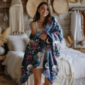 ストーミーブルゴーニュ秋バラドリームスケープ フリースブランケット