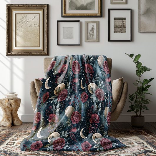 ストーミーブルゴーニュ秋バラドリームスケープ フリースブランケット