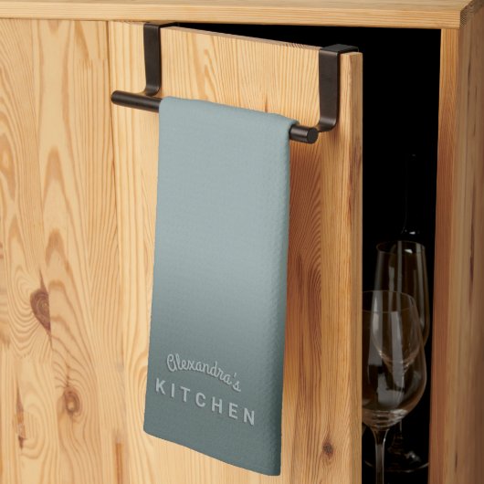 ストーミーブルーグレグラデーションー キッチンタオル (三つ折り)