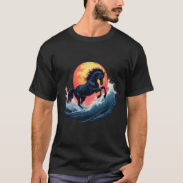 ストーミーホースアットサンセット – 抽象芸術アート Tシャツ