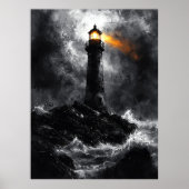 ストーミーライトハウスインドラマティックモノクロスタイル ポスター (正面)