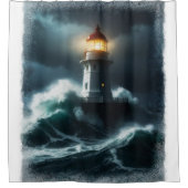 ストーミーライトハウスシーン シャワーカーテン (正面)