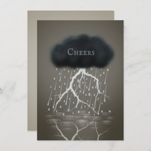 ストーミーレインクラウド&稲妻セピアパーソナライズされた ノートカード (正面/裏面)