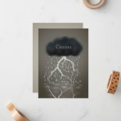 ストーミーレインクラウド&稲妻セピアパーソナライズされた ノートカード (正面/裏面インサイチュ)