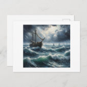 ストーミー海のボートポストカード ポストカード (正面/裏面)