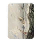 ストーミー海のボート(上部にグラファイトの上にw/c マグネット (縦)