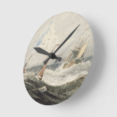 ストーミー海のボート(上部にグラファイトの上にw/c ラウンド壁時計 (傾斜)