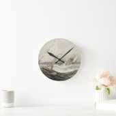 ストーミー海のボート(上部にグラファイトの上にw/c ラウンド壁時計 (ホーム)