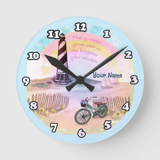 ストーミー灯台バイク ラウンド壁時計 (正面)