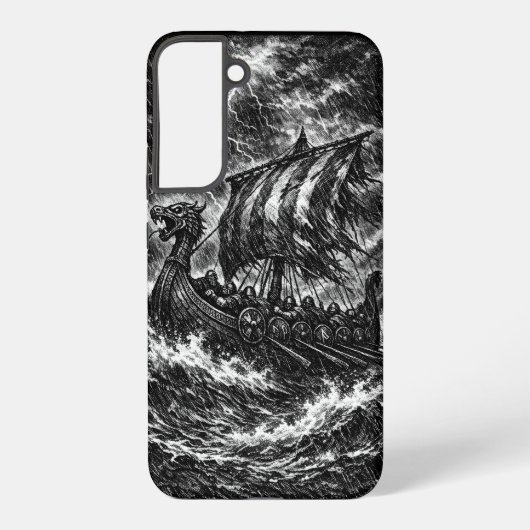ストームに挑むヴァイキングの竜頭船 — インクサガアート SAMSUNG GALAXYケース (裏面)