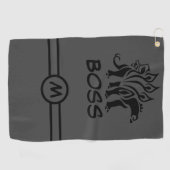 ストームグレーのステゴサウルスのスパイク恐竜 ゴルフタオル (横)