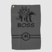 ストームグレーのステゴサウルスのスパイク恐竜 ゴルフタオル (正面)