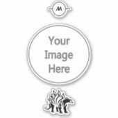 ストームグレーのステゴサウルスのスパイク恐竜 シール (正面)