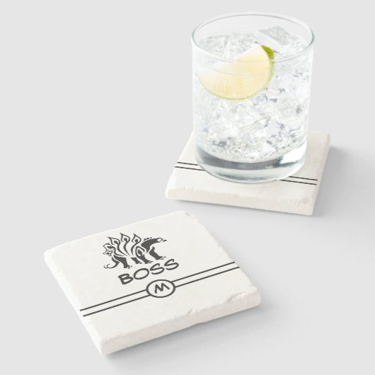 ストームグレーのステゴサウルスのスパイク恐竜 ストーンコースター (横)