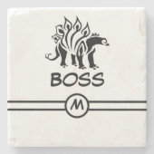 ストームグレーのステゴサウルスのスパイク恐竜 ストーンコースター (正面)