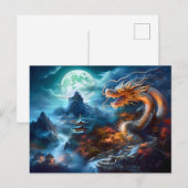 ストームコーラー - 青い光の中国のエアブラシドラゴン ポストカード (正面/裏面)