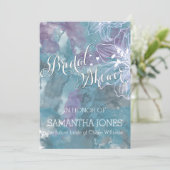 ストーム ブルー ウォーターカラー ハイビスカス ウェディング 招待状 (スタンド正面)