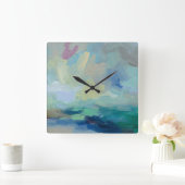 ストームI抽象芸術プリント |シルビア・ヴァシレバ スクエア壁時計 (ホーム)