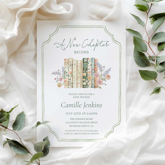 ストーリエレガントブックベビーシャワー招待状 招待状