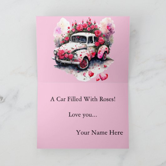 ストーリーおもしろいカーとバラバレンタインデーのカード サンキューカード (内部)